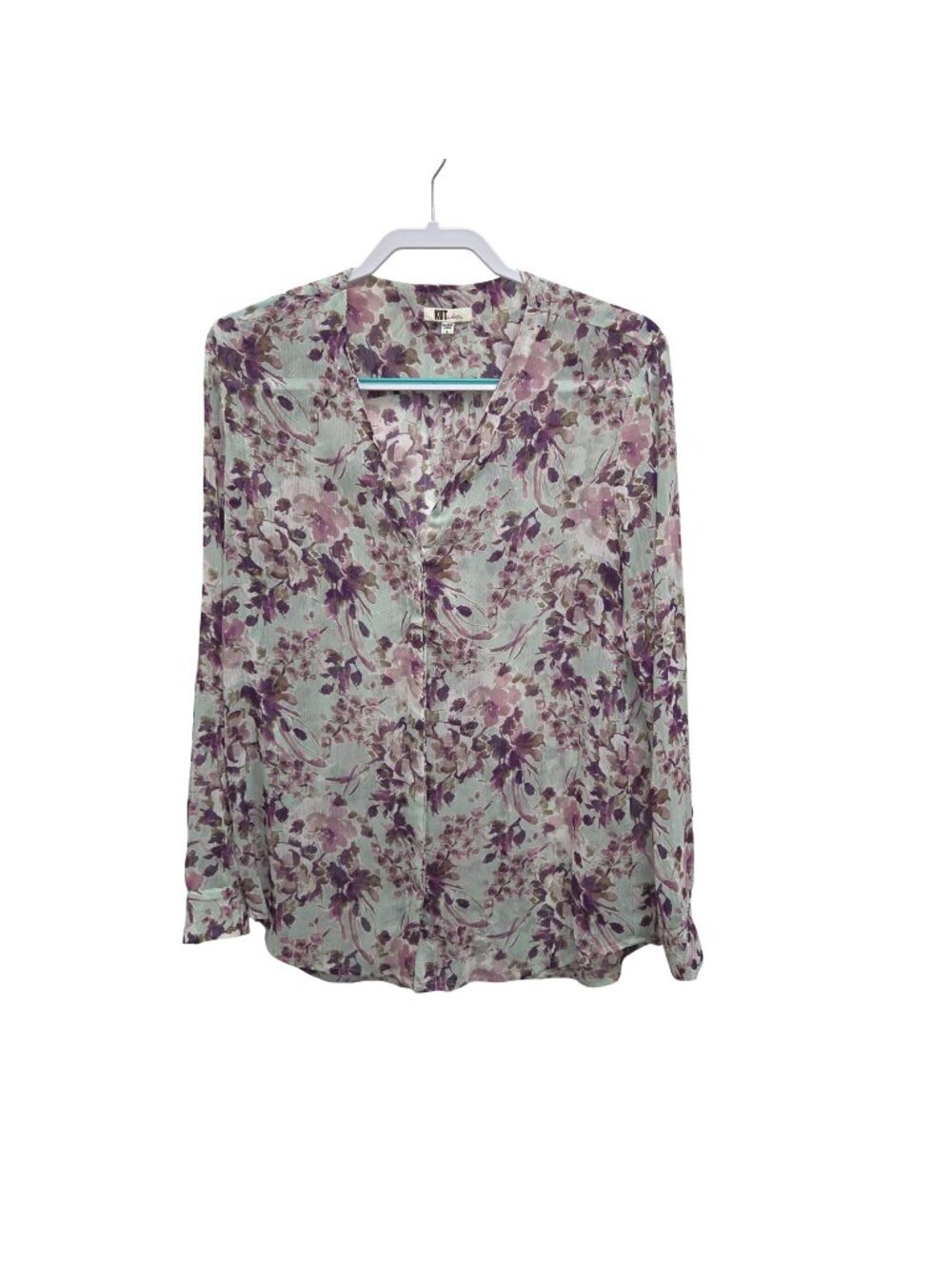 Kut From the Kloth Women's L Sheer Floral Long Sleeve Button-Up Blouse. 4264